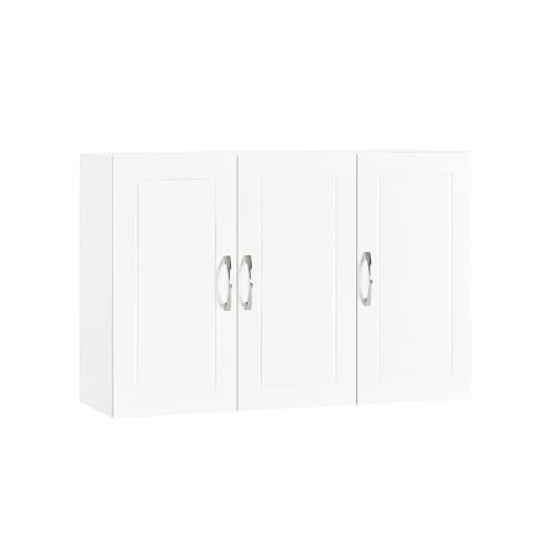 SoBuy Wall Cabinet Laundry Room, Medicine Cabinet for Kitchen Bathroom Garage, Wall Storage Cabinet with Adjustment Shelves, White FRG231-L-W
