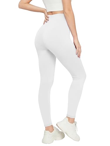 Love My Fashions Womens Plain High Waisted Legging Stretchy Workout Bottoms Elasticated Soft Full Length Ladies Yoga Tights for Gym and Casualwear White