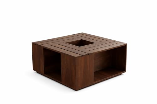 Image of Sheeshsam Wooden Center Coffee Table - Solid Wooden Coffee Table for Living Room - Tea Table Teapoy Center Piece for Home Sofa Center Table for Living Room (Walnut, Jacob)