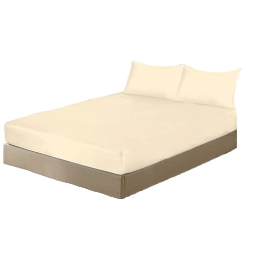Home In Style 4U - Ruby Deals Bedding Sheets Brushed Microfiber Fitted Sheet Soft and Breathable 25cm Deep Fitted Sheets Undersheet Single Bed Cream