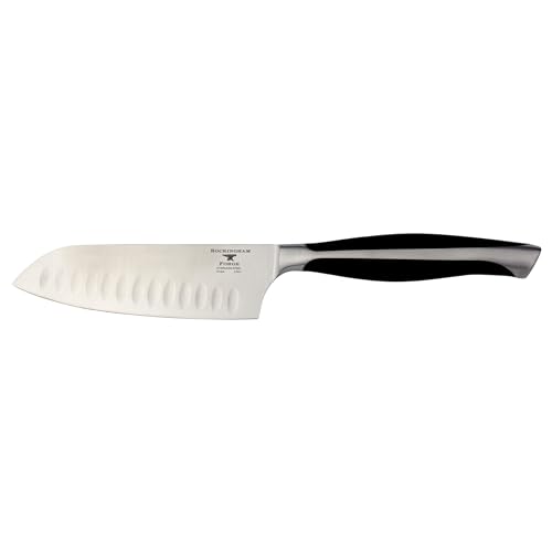Rockingham Forge Cuchillo Santoku, Serie Essentials 5500, Acero Inoxidable, Hoja de 5 Pulgadas, Mango Negro, RF-5546