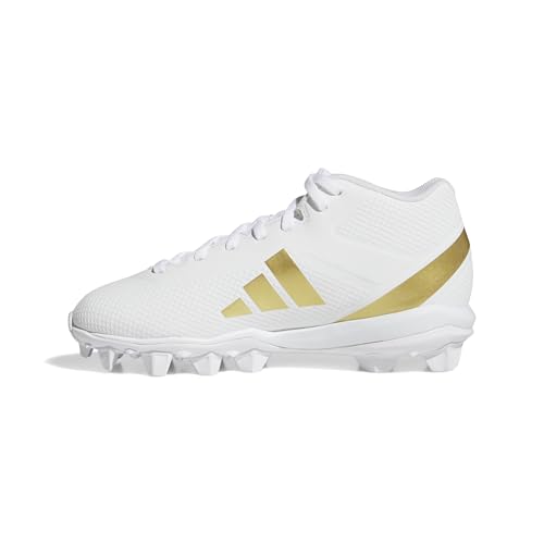 Adidas Unisex-Kid's Adizero Impact.2 Molded American Football, White/Gold Metallic/White, 5