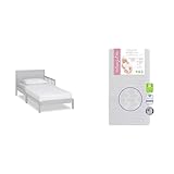 Dream On Me Brookside Toddler Bed in Pebble Grey, Greenguard Gold/JPMA Certified & Honeycomb Orthopedic Firm Fiber Standard Baby Crib Mattress