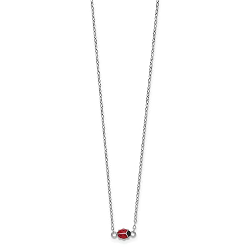 925 Sterling Silver Red Black Ladybug 2 Inch Childrens Chain Necklace Pendant Charm Insect Arachnid Fine Jewelry For Women Gifts For Her - Image 3