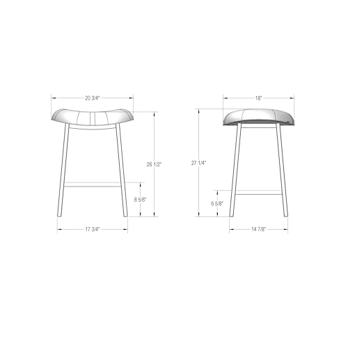 Butaco Amisco Winston de altura para barra, sin respaldo, para isla de cocina y bar — PVC marrón claro / metal negro miniatura 3