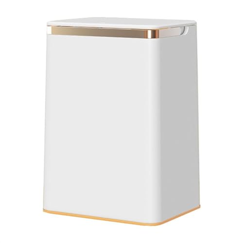 Papelera rectangular de plástico con tapa y ruedas 13L miniatura 1