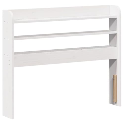 Tête de lit vidaXL Blanc 75 cm en Bois Massif de pin, avec Étagères et Rangement sur Pied