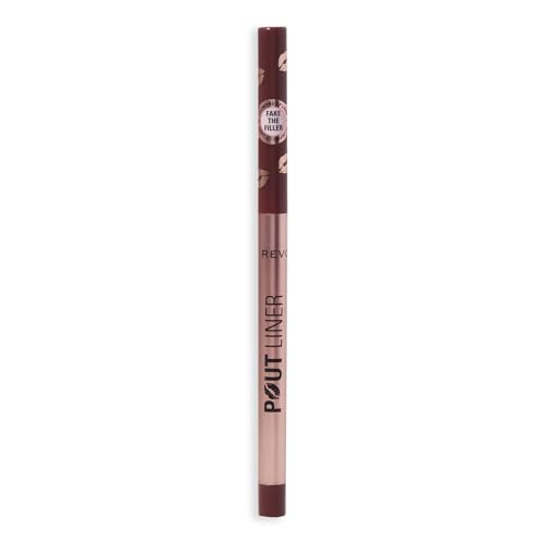 Image of Revolution Pout Bomb Plumping Lip Liner, Warm Brown | Long-Lasting Lip Shaper with Hyaluronic Acid & Vitamin E, Vegan & Cruelty-Free
