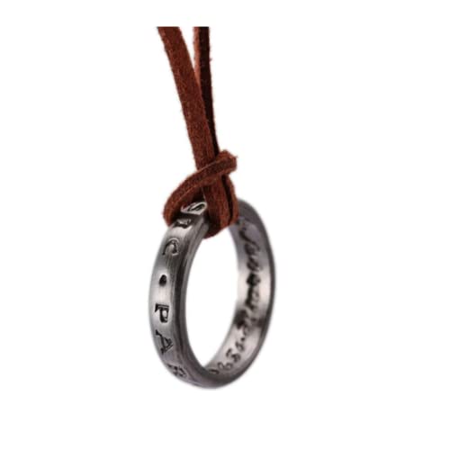 Unisex Uncharted 4 Nathan Drake Engraved Ring Pendant Necklace with Adjustable Brown Leather Chain Handmade Jewelry Cosplay Game Fans Gift Unisex Uncharted 4 Nathan Drake Engraved Ring Pendant Necklace with Adjustable Brown Leather Chain Handmade Jewelry Cosplay Game Fans Gift