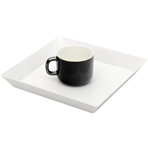 Youngever 3 Pack Re-usable 25CM x 25CM Plastic Serving Trays, Square Serving Platter for Parties, 10 inch x 10 inch (White)