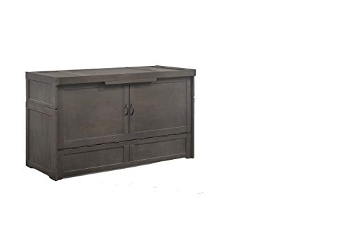 NIGHT & DAY Furniture Murphy Cube Cabinet Bed (Stonewash, Queen)