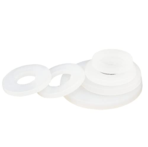 MACHSWON 50 PCS White Nylon Flat Gasket M6 ID 12mm OD 1.2mm Thick Plastic Washers Rings Grommets PA66 Nylon Washer Insulating Plastic Washer