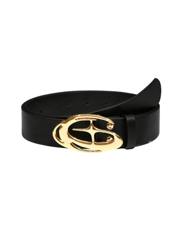 Floerns Women's Y2k Belt Punk Waist Belt Leather Belt Metal Buckle Belt for Jeans Black and Gold suit waist size:33.5-37.4