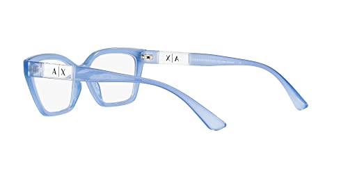 A|X Armani Exchange Women's Ax3092 Cat Eye Prescription Eyewear Frames, Shiny Opaline Light Blue/Demo Lens, 54 Mm #TOP4