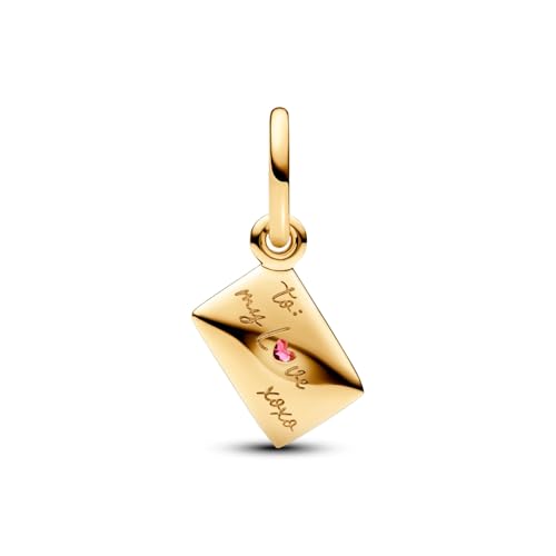 PANDORA Moments Love Letter Envelope Dangle Charm - 14K Gold-Plated Charm with Cubic Zirconia - Jewelry for Women - Includes Gift Box3