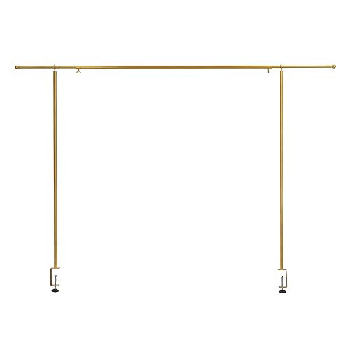 Supernic Tall Over The Table Rod Stand with Clamps Adjustable 135-250cm Gold Metal Table Arch Stand Table Clamp Stand Hanging Rail Party Stands for Decorations Wedding Anniversary (Gold)