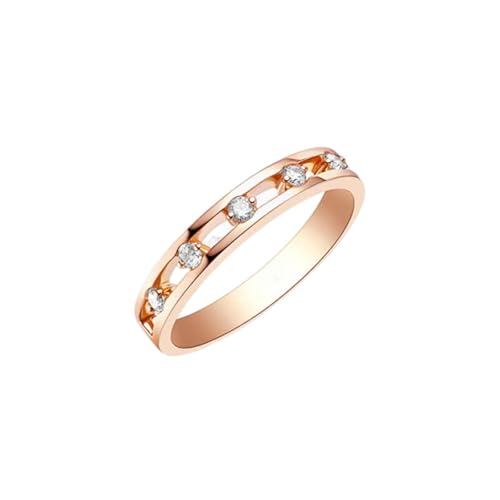 Homxi Anillo Alianza 18K Oro Rosa Mujer, Hueco con Diamante de 0,1ct, Anillos Mujer Boda Oro Rosa, Tamaño 12(52mm)