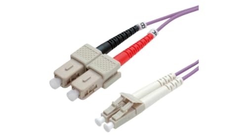 Roline Lc/Sc Lwl Network Cable - Fiber Optic Cables Om4 Duplex Patch Cable In Purple - 2 M