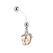Paula & Fritz® Bauch-nabelpiercing Schwangerschafts-Piercing Baby-Füße Rosegold Zirkonia Bio Flexibler Stab 25-mm Bauch-Piercing Nabel-Piercing Girl Boy