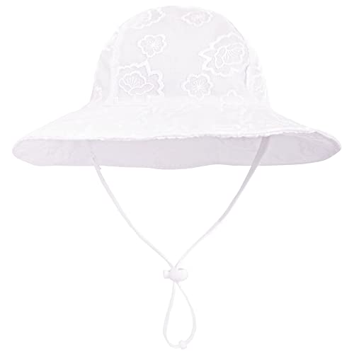 Infant Girl Sun Hat UV Hat Baby Toddler Brim Sun Protection Hat 100% Cotton Baby SPF Hat for Toddler Girl Summer Hat for Baby,Round Flower,S