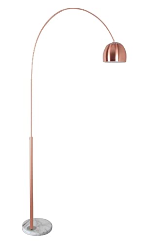 Luminária Chão Piso Arco Base Mármore Ajustável 170cm Tam. P 801s COR: Base Branco, Corpo Rose Gold 801s-BRG