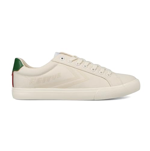 Feiyue Fe Lo AV - Tenis de lona vulcanizada, parte superior de lona duradera de 12 onzas, cheurones tonales y logotipo de marca, plantilla acolchada, Marfil Verde, 40 2/3 EU