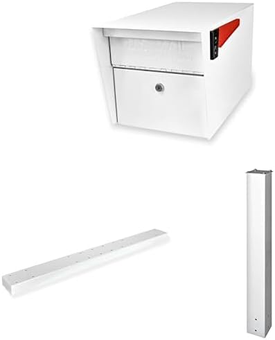 Mail Boss Mail Manager X4 In-Ground Mount Combo Kit Locking Metal Standard Mailbox - Alpine White