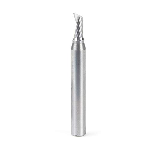 Amana Tool 51449 SC Spiral 'O' Single Flute, Plastic Cutting 3/16 D x 3/8 CH x 1/4 SHK x 2 Inch Long Up-Cut CNC Router Bit with Mirror Finish
