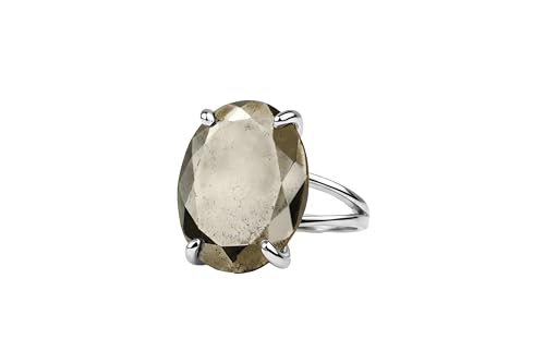 ANEMONE JEWELRY Pyrite Ring - Vintage Stone Rings in Sterling Silver - Gemstone Ring for Fashion for Birthday, Wedding Anniversary, Graduation, Christmas, Valentines Day - Custom Ring Size