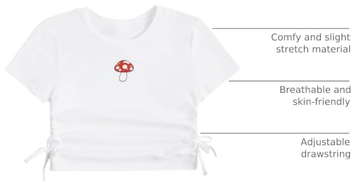 Image of SHENHE Girl's Printed Short Sleeve Crop Tops Ruched Drawstring Tee T Shirts | Cute, Basic, Summer
