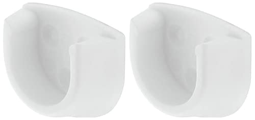 White Rail End Supports Brackets for use with Oval Wardrobe Rails Poles 20mm (2)