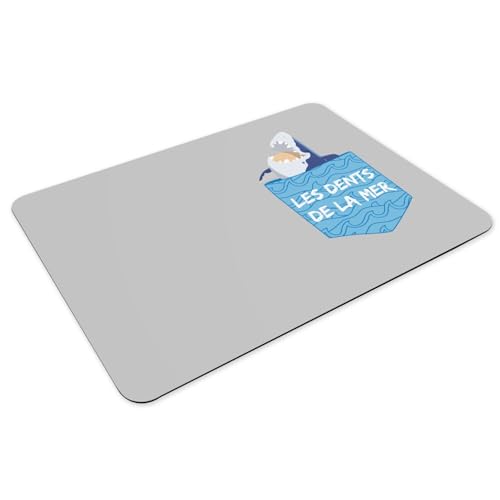 Sets de table caoutchouc antidérapant grand format gris motif requin de mer