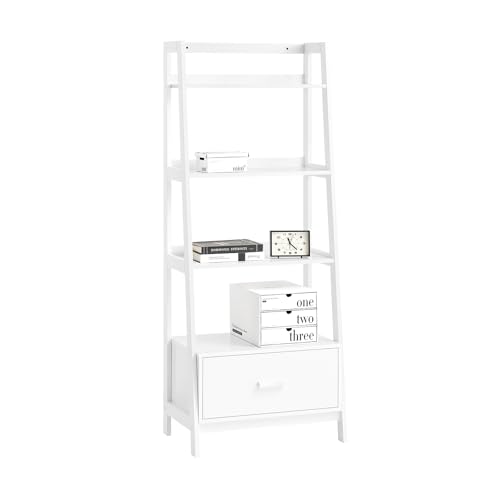 SoBuy Estantería en Escalera de Madera, Estanterías Librerias, Estanterias de Diseño, FRG116-W, ES