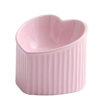 volumoon Comedero Gato Elevado Ceramica, Comedero Gato con Inclinación de 25°, Bol Gato Antivomitos, Cuencos Gatos Altos Antideslizante con Estera Silicona, Apto para Microondas y Lavavajillas