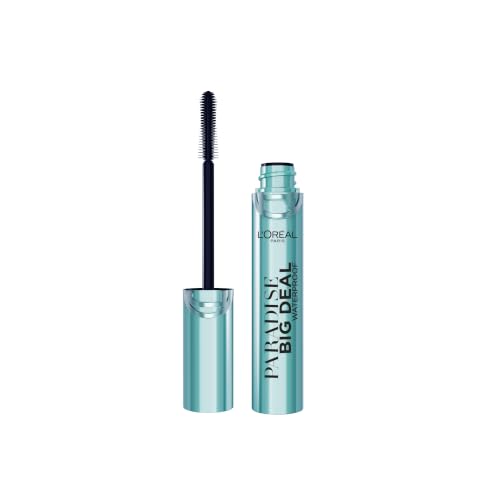 LOreal Paris Paradise Big Deal Waterproof Mascara Cross-Conic Brush for Buildable Length and Volume That Evenly Separates Lashes From Root to Tip Without Clumping Waterproof Black