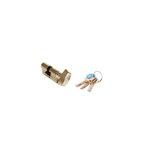 Tesa Assa Abloy, T85B3030L, Cilindro de seguridad T80, Leva larga, Botón, 30x30mm, Latonado