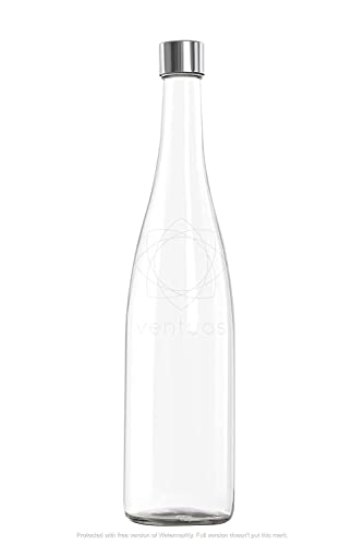 Image of PRAMUKH FASHION Glass Water Bottle with Plastic Silver Screw Cap for Beverages, Oil, Vinegar, Beer, Water, Soda, Airtight Lid & Leak Proof Cap - (Plain Narrow Mouth) (2Liters, Voss Bottle)