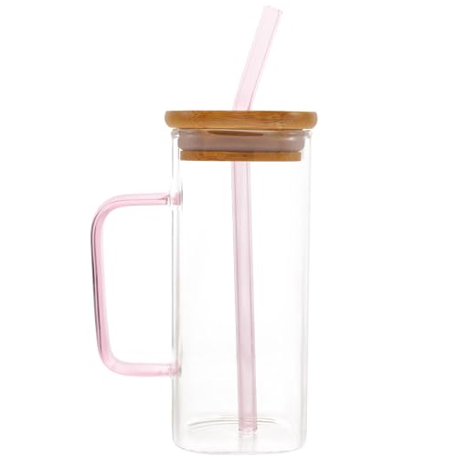 SWOOMEY glass drinking cup 40oz tumbler with handle glass mason jar mug glass mug with lid clear tumbler reusable water cup convenient straw cup bamboo cover with cover travel