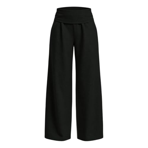 Baggy Sweatpants Women Elegant Loose Fold Over Smocked Waist Wide Leg Pants - image 5