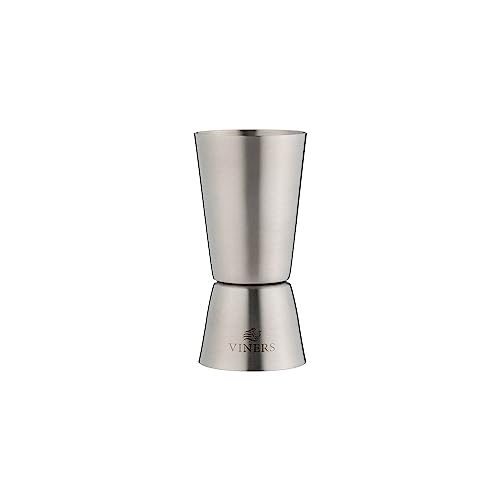 Viners Stainless Steel Cocktail Jigger | Dual Spirit Measuring Cup - 30ml & 60ml | Brushed Silver Finish | Easy Pour