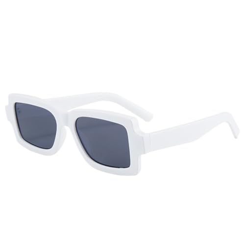 Lunettes de soleil carrées UV400 pour femmes et hommes en blanc gris