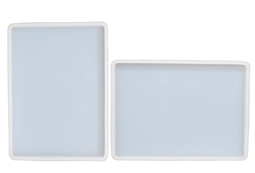 Resin Tray Molds 2pcs Flat Rectangle Silicone Molds for Resin Concrete Slab DIY Crafts, 6.9x5x0.3 Inch