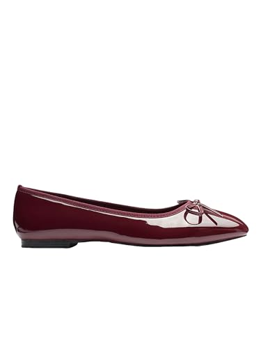 CIDER Bow Decor Square Toe Ballet Mary Jane Flats: Wine, 37