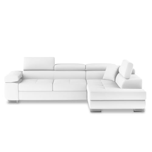 INTENSE DECO Canapé d'angle Droit Convertible Marius Blanc