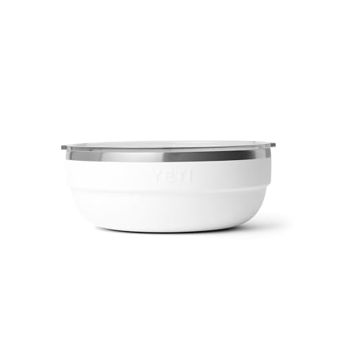 Image of YETI Rambler Low Bowl, Vacuum Insulated, Stackable and Nestable Stainless Steel Bowl with Lid, 3.6 Quart, White