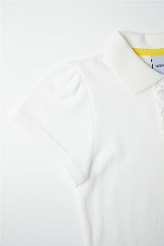 Image of Mud Kingdom Girls Short Sleeve Ruffle Pique Polo Uniform Top Stretch Lightweight