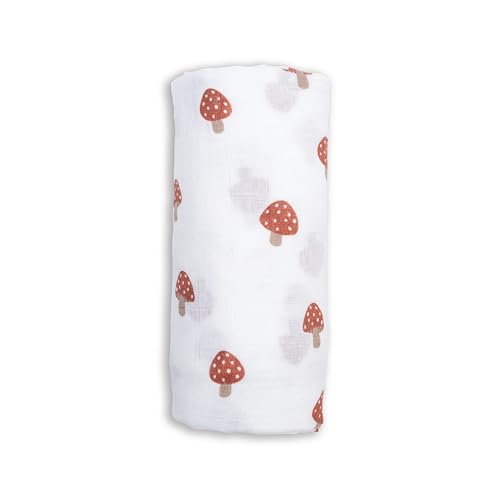 Image of Lulujo Baby Swaddle Blanket Unisex Softest 100% Cotton Muslin Swaddle Blanket Neutral Receiving Blanket for Girls & Boys| 40in x 40in| Baby Gift| Mushroom