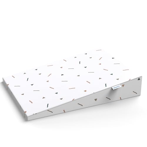 Image of Cherilo Standard Elevated Wedge Pillow for Baby Crib & Mattress, Elevate Baby to Prevent Acid Reflux, Colic, Gerd, Heat Burn, 14 inch X 19 inch X 3.5 inch - with Removable Cover - Triangle Design - White