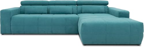 DOMO. collection Sofá esquinero Brandon con Respaldo en Forma de L, esquinero Acolchado, esquinero, 285 x 175 x 98 cm, Color Turquesa