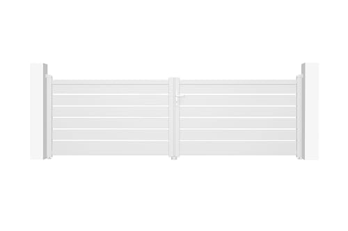 Casanoov Doppelflügeltor aus Aluminium 4m VOGEL H.120cm weiß